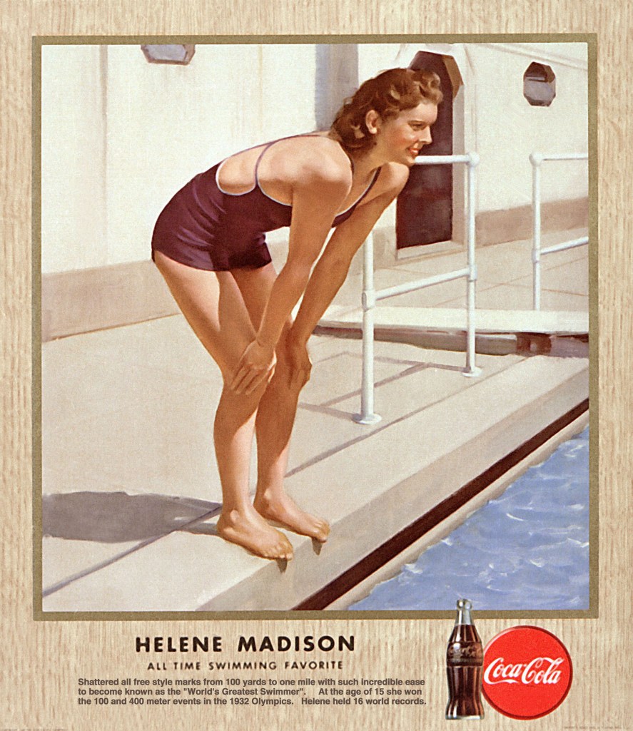 Los Angeles 1932 - cartaz da nadadora Helene Madison para a série Melhores Atletas de Todos os Tempos - Cópia